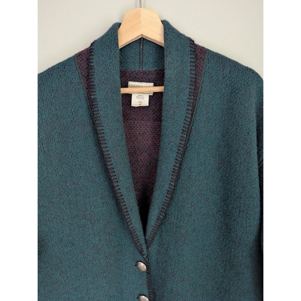 Vtg Coldwater Creek 100% Wool Horse Print Jacket Western Aztec Cowgirl USA M - Picture 3 of 13
